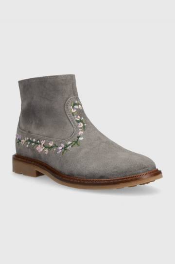 Детские замшевые ботинки Pom Dapi SISTER BRODI цвет серый