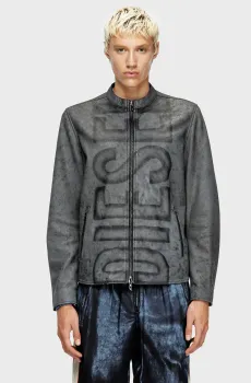 Мужская серая кожаная куртка GIACCA Серый 48 Diesel A19350 0AJFV