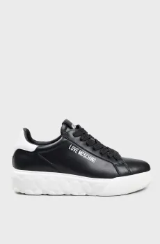 Женские черные кожаные сникерсы Черный 40 Love Moschino JA15034G0LIA100A