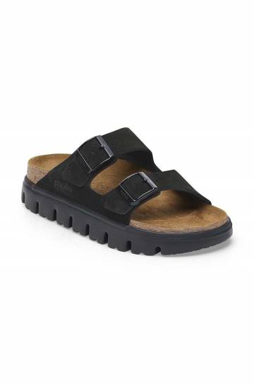 Замшевые шлепанцы Birkenstock Arizona Chunky Birkenstock x Papillio женские цвет чёрный на платформе 1028403 Замшевые шлепанцы Birkenstock Arizona Chunky Birkenstock x Papillio женские цвет чёрный на платформе 1028403