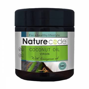 Натуральное кокосовое масло Nature Code Coconut Oil Virgin с эфирным маслом лемонграса, 140 мл Натуральное кокосовое масло Nature Code Coconut Oil Virgin с эфирным маслом лемонграса, 140 мл