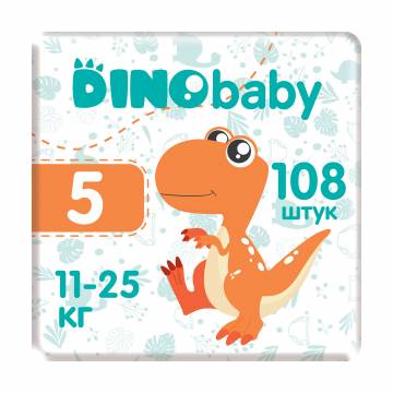 Подгузники Dino Baby размер 5 (11-25 кг), 3*36 шт Подгузники Dino Baby размер 5 (11-25 кг), 3*36 шт