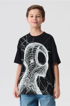 Бавовняна футболка з принтом Spider-Man - чорний