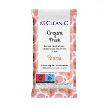 Влажные освежающие салфетки для рук Cleanic Cream & Fresh Peach, 15 шт Влажные освежающие салфетки для рук Cleanic Cream & Fresh Peach, 15 шт