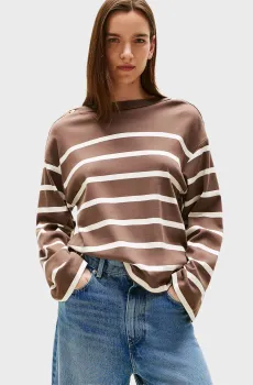 Женский коричневый джемпер в полоску Коричневый L Tommy Hilfiger WW0WW45760