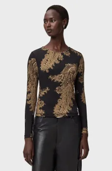 Женский черный лонгслив с узором KATLYN Черный 8 AllSaints W142JD