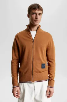 Мужской коричневый кардиган MONOTYPE GS TIPPED ZIP THROUGH Коричневый S Tommy Hilfiger MW0MW33110