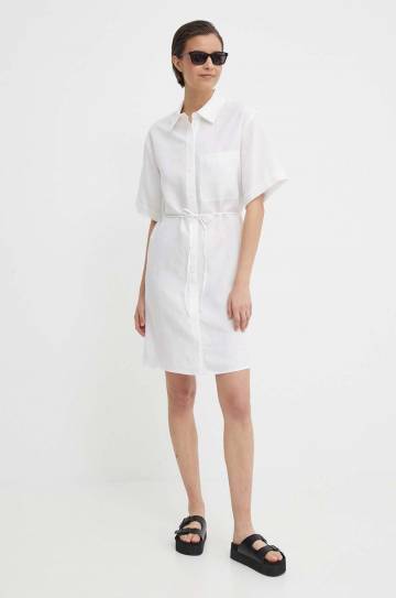 Платье с примесью шелка Calvin Klein цвет белый mini oversize K20K206697 Платье с примесью шелка Calvin Klein цвет белый mini oversize K20K206697