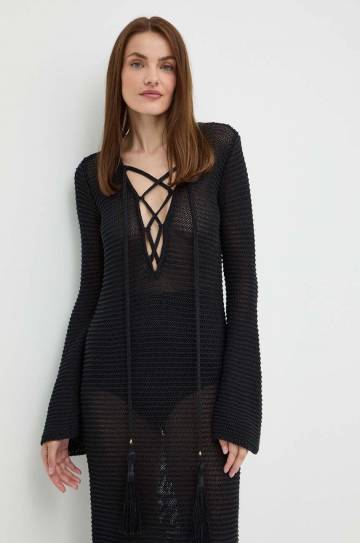 Льняное платье Luisa Spagnoli RUNWAY COLLECTION цвет чёрный maxi прямое 58359 Льняное платье Luisa Spagnoli RUNWAY COLLECTION цвет чёрный maxi прямое 58359