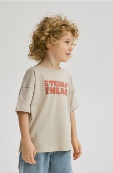 Reserved - Бавовняна футболка з принтом - нюдовий - 028IT-02X