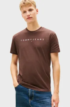 Мужская коричневая футболка REG LINEAR LOGO Коричневый XXL Tommy Jeans DM0DM20744