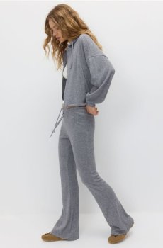 Reserved - Штани кльош з віскозою - темно-сірий - 017HT-90X