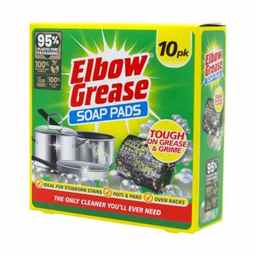 Губка для мытья посуды Elbow Grease Soap Pads металлическая, с мыльным раствором, 10 шт