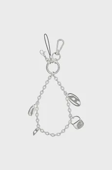 Серебристый брелок для телефона Diesel Phone Charm Серебряный ONESIZE Diesel 60456