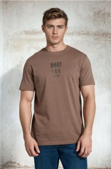 Бавовняна футболка з принтом - кавовий
