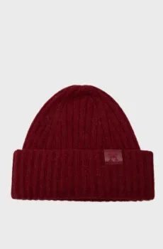 Женская бордовая шапка TH FLUFFY BEANIE Бордовый ONESIZE Tommy Hilfiger AW0AW16632