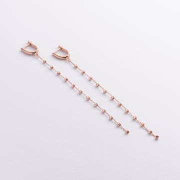 Серьги "Шарики на цепочке" (красное золото) с09372 Серьги "Шарики на цепочке" (красное золото) с09372