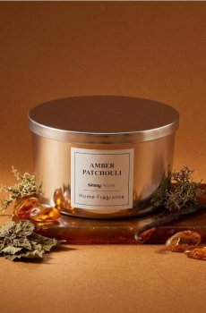 Свічка з трьома гнотами Amber Patchouli - срібний