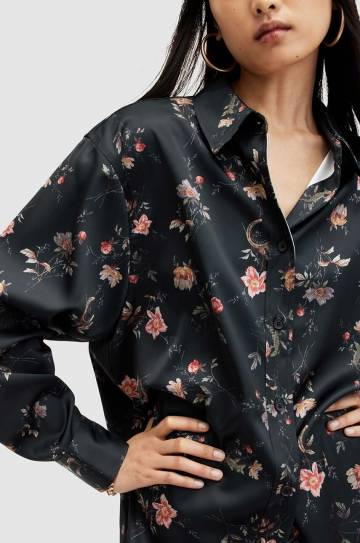 Рубашка AllSaints Louisa Tanana женская цвет чёрный relaxed классический воротник Рубашка AllSaints Louisa Tanana женская цвет чёрный relaxed классический воротник
