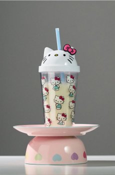 Горнятко з кришкою та соломинкою Hello Kitty - різнобарвний