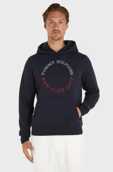 Мужское темно-синее худи MONOTYPE ROUNDALL HOODY Синий M Tommy Hilfiger MW0MW32655