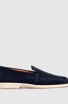 Синие замшевые лоферы с эффектом деграде