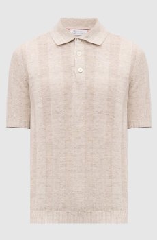 Поло бежевого цвета с леном