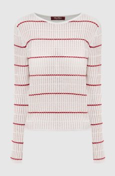 Белый джемпер MSTPEDONE из шелка и шерсти с воротником-поло