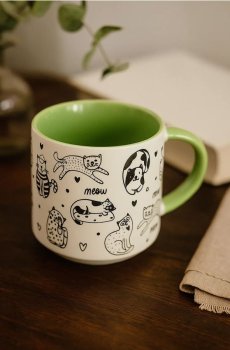 Горнятко з котами - блідо-зелений