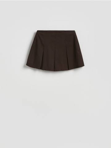 Reserved - Плісировані шорти-спідниця - темно коричневий - 473FM-89X