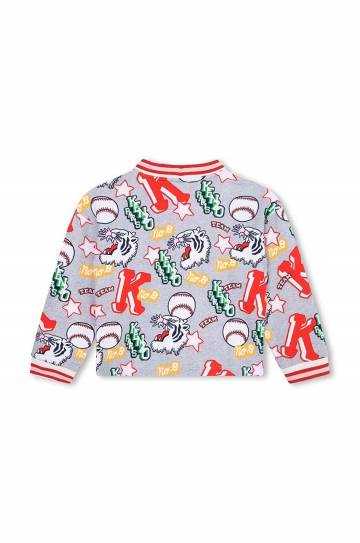Детский хлопковый кардиган Kenzo Kids цвет серый Детский хлопковый кардиган Kenzo Kids цвет серый