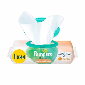 Детские влажные салфетки Pampers Harmonie Protect & Care с календулой, 44 шт Детские влажные салфетки Pampers Harmonie Protect & Care с календулой, 44 шт