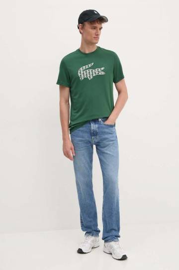 Футболка Lacoste мужская цвет зелёный с принтом TH2623 Футболка Lacoste мужская цвет зелёный с принтом TH2623