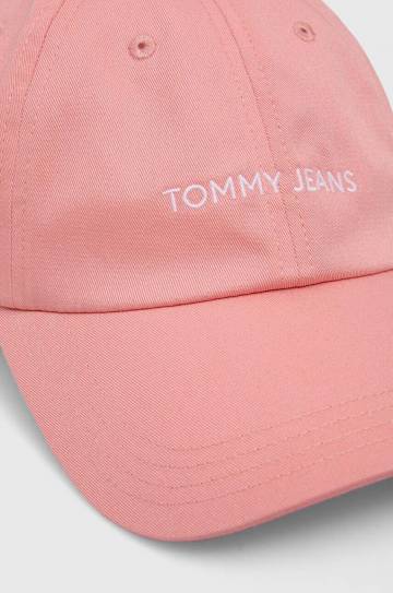 Хлопковая кепка Tommy Jeans цвет бежевый однотонная Хлопковая кепка Tommy Jeans цвет бежевый однотонная
