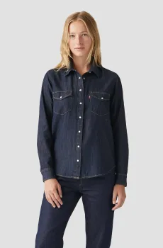 Женская темно-синяя джинсовая рубашка Синий S Levi’s® 16786;0101