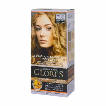 Стойкая крем-краска для волос Gloris Gloss & Grace для двух применений 7.3 Светло-русый, 130 мл Стойкая крем-краска для волос Gloris Gloss & Grace для двух применений 7.3 Светло-русый, 130 мл
