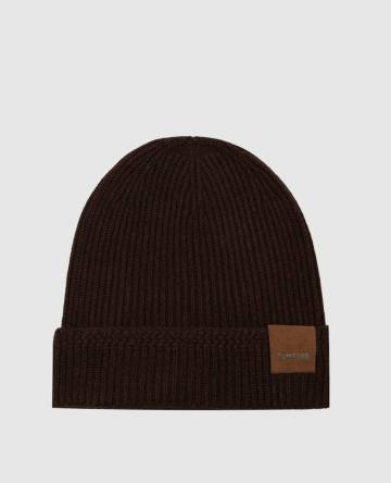 Коричневая шапка из кашемира с логотипом