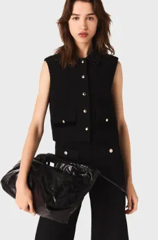 Женский черный твидовый жилет Черный 36 MAJE MFPTO01240_Black