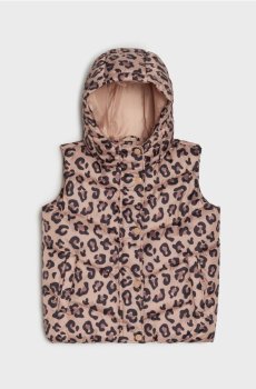 Стеганий жилет з капюшоном - бежевий