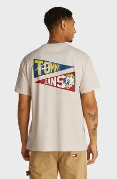 Мужская бежевая футболка TJM RLX UNI FLAG TIGER TEE Бежевый S Tommy Jeans DM0DM20350