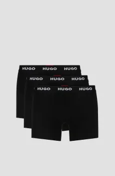 Мужские черные боксеры (3 шт) Черный S HUGO 50492348;964