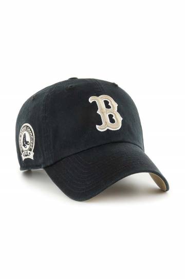 Хлопковая кепка 47 brand MLB Boston Red Sox цвет чёрный с аппликацией BCWS-DBLUN02GWS-BK04 Хлопковая кепка 47 brand MLB Boston Red Sox цвет чёрный с аппликацией BCWS-DBLUN02GWS-BK04