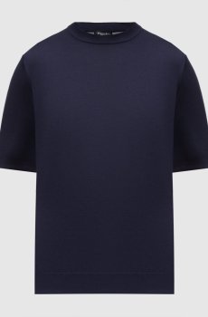 Синяя футболка из шелка с логотипом