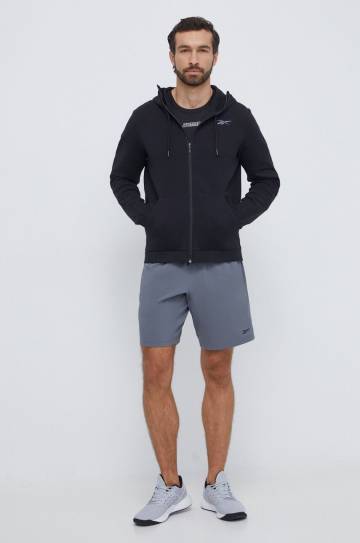 Кофта Reebok мужская цвет чёрный с капюшоном однотонная Кофта Reebok мужская цвет чёрный с капюшоном однотонная