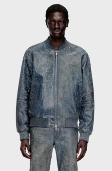 Мужской синий кожаный бомбер GIACCA Синий 48 Diesel A20097 0QMBW