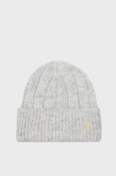 Женская серая шапка TH TIMELESS BEANIE Серый ONESIZE Tommy Hilfiger AW0AW15307