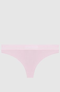 Розовые трусики-тонг с тканым узором логотипа