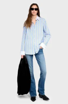 Женская голубая рубашка в полоску Morning Голубой S ZADIG&VOLTAIRE WWSH02300_SIXTINE