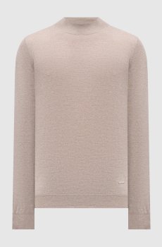 Бежевый джемпер из шерсти с логотипом