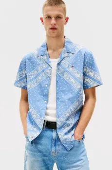 Мужская голубая рубашка с узором REG AOP Голубой M Tommy Jeans DM0DM20888